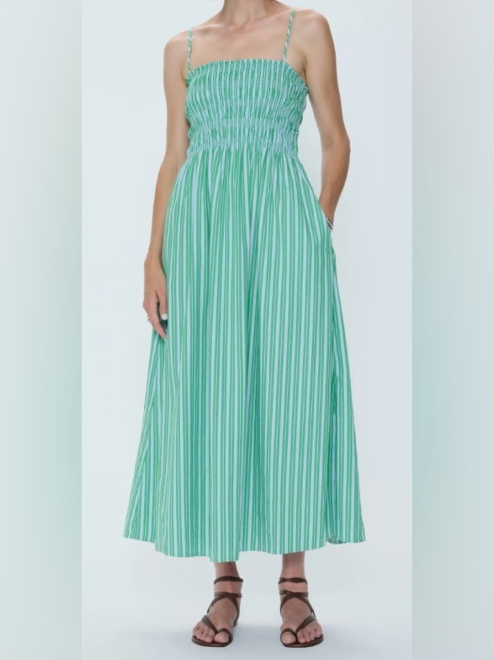 Pistola Bianca Dress - Green stripe cotton dress